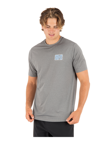 Hybrid UPF Short Sleeve in Ion Grey Heather