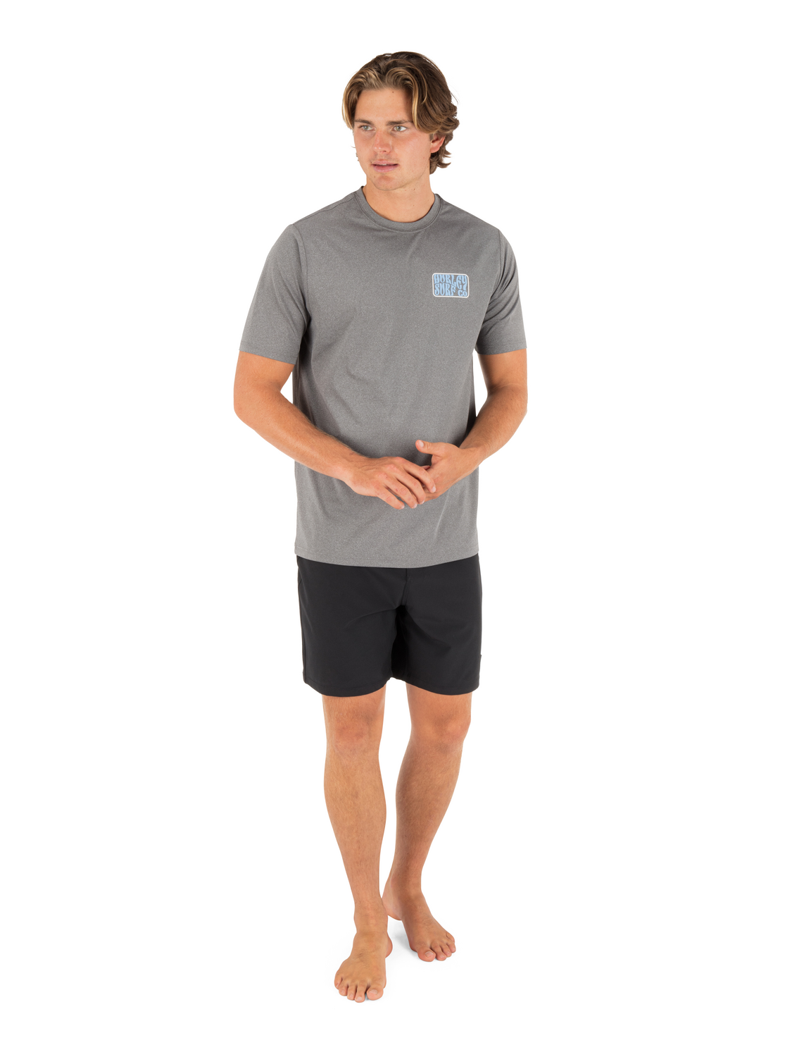 Hybrid UPF Short Sleeve in Ion Grey Heather