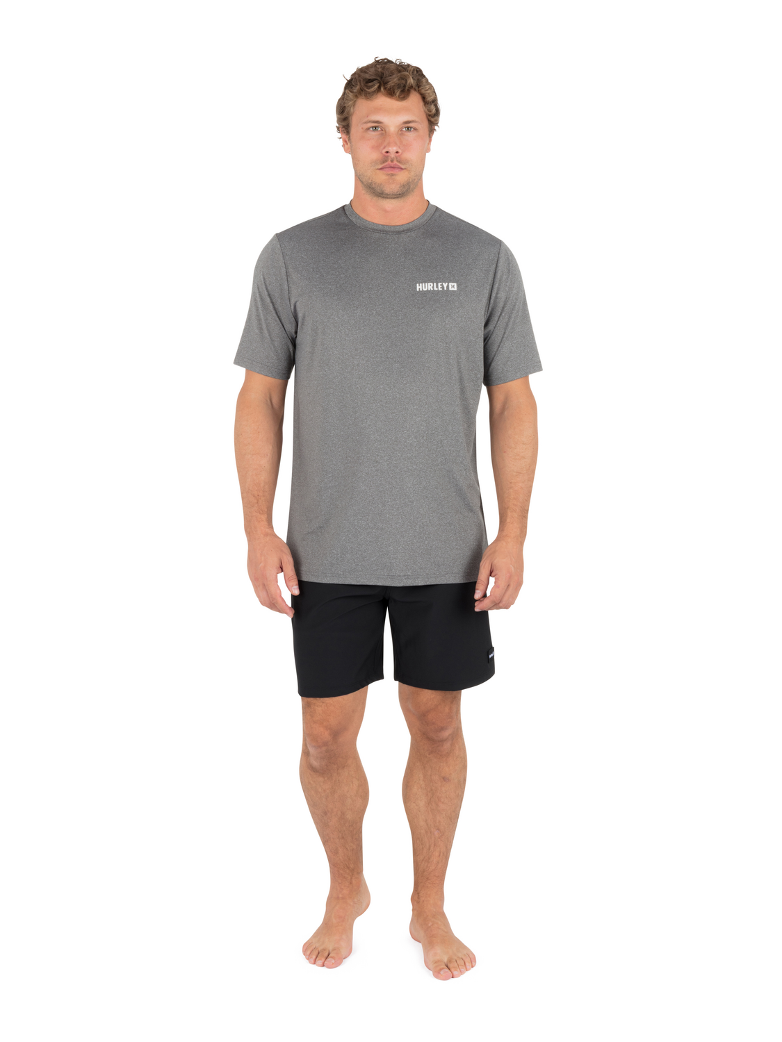 Hybrid UPF Short Sleeve in Ion Grey Combo Heather