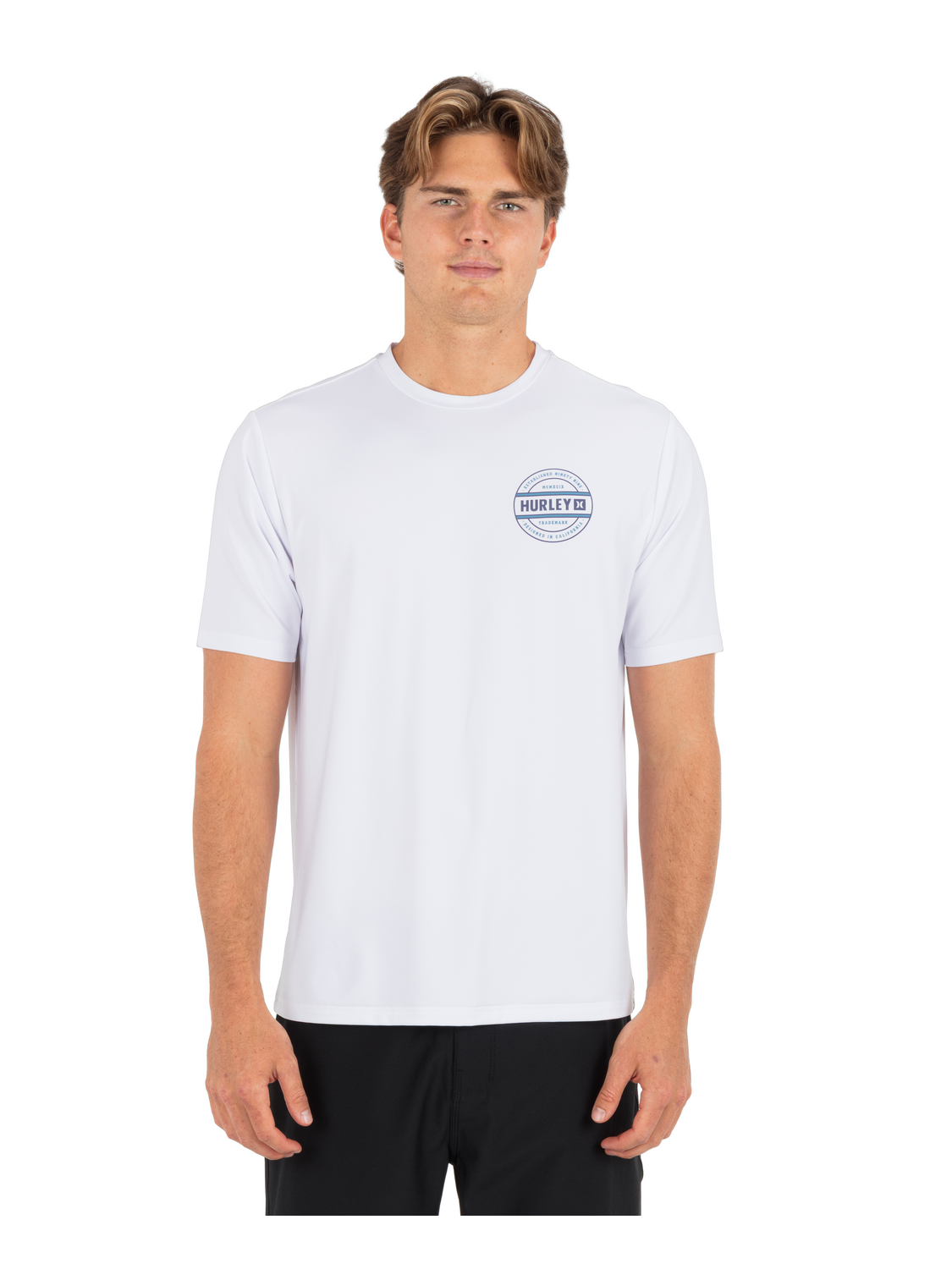 Hybrid UPF Short Sleeve in White Combo