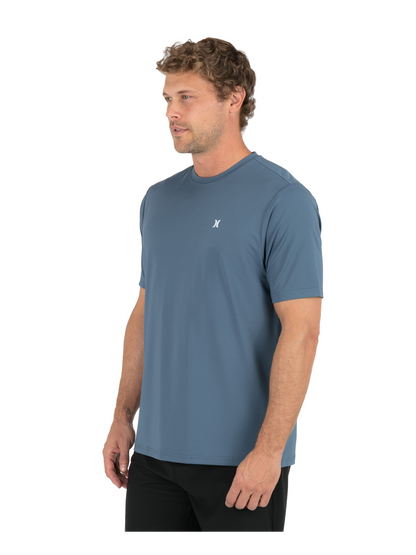 Hybrid UPF Short Sleeve in Grey Teal Combo