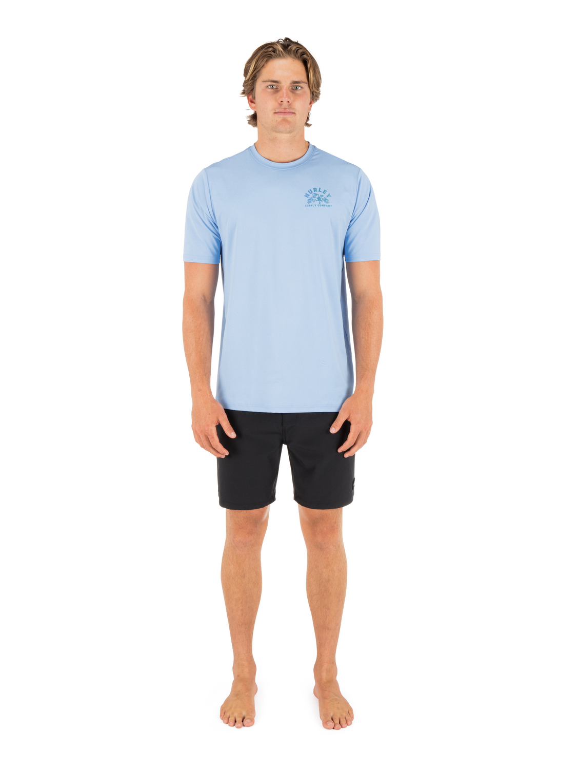 Hybrid UPF Short Sleeve in Skyline Heather