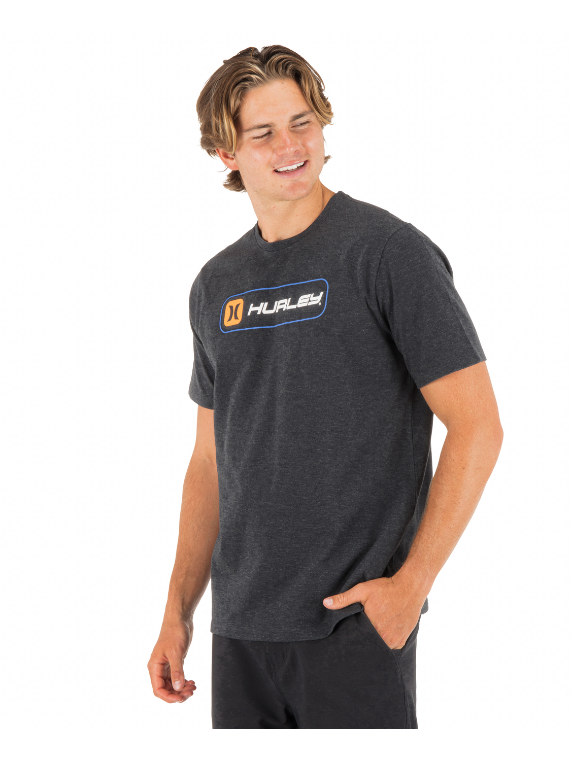 Inlined Slub Short Sleeve in Black Heather
