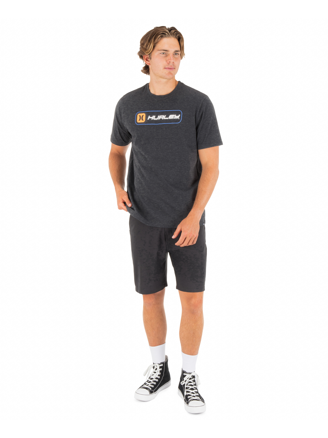 Inlined Slub Short Sleeve in Black Heather