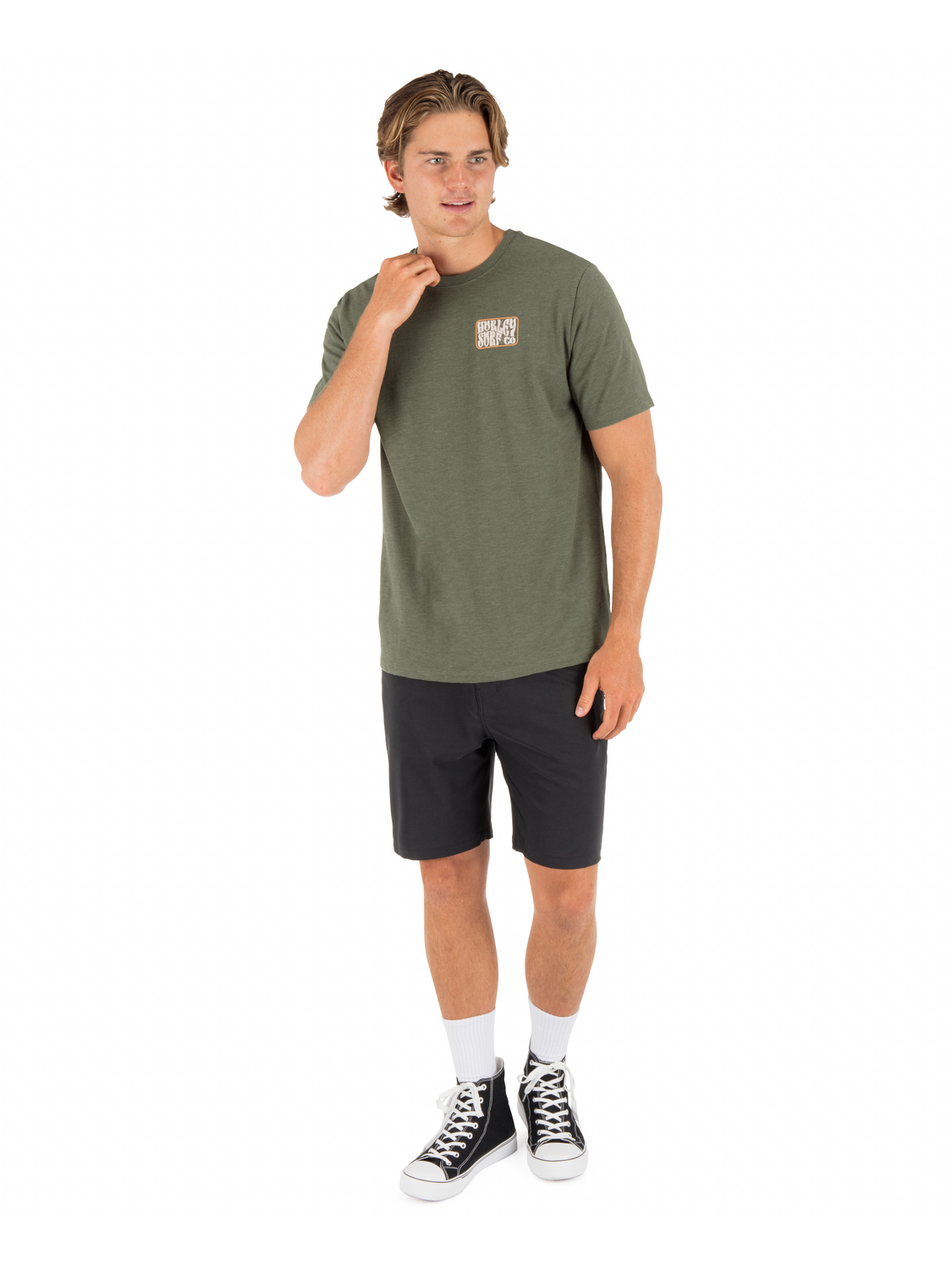 Skyline Slub Short Sleeve in Charcoal Fern