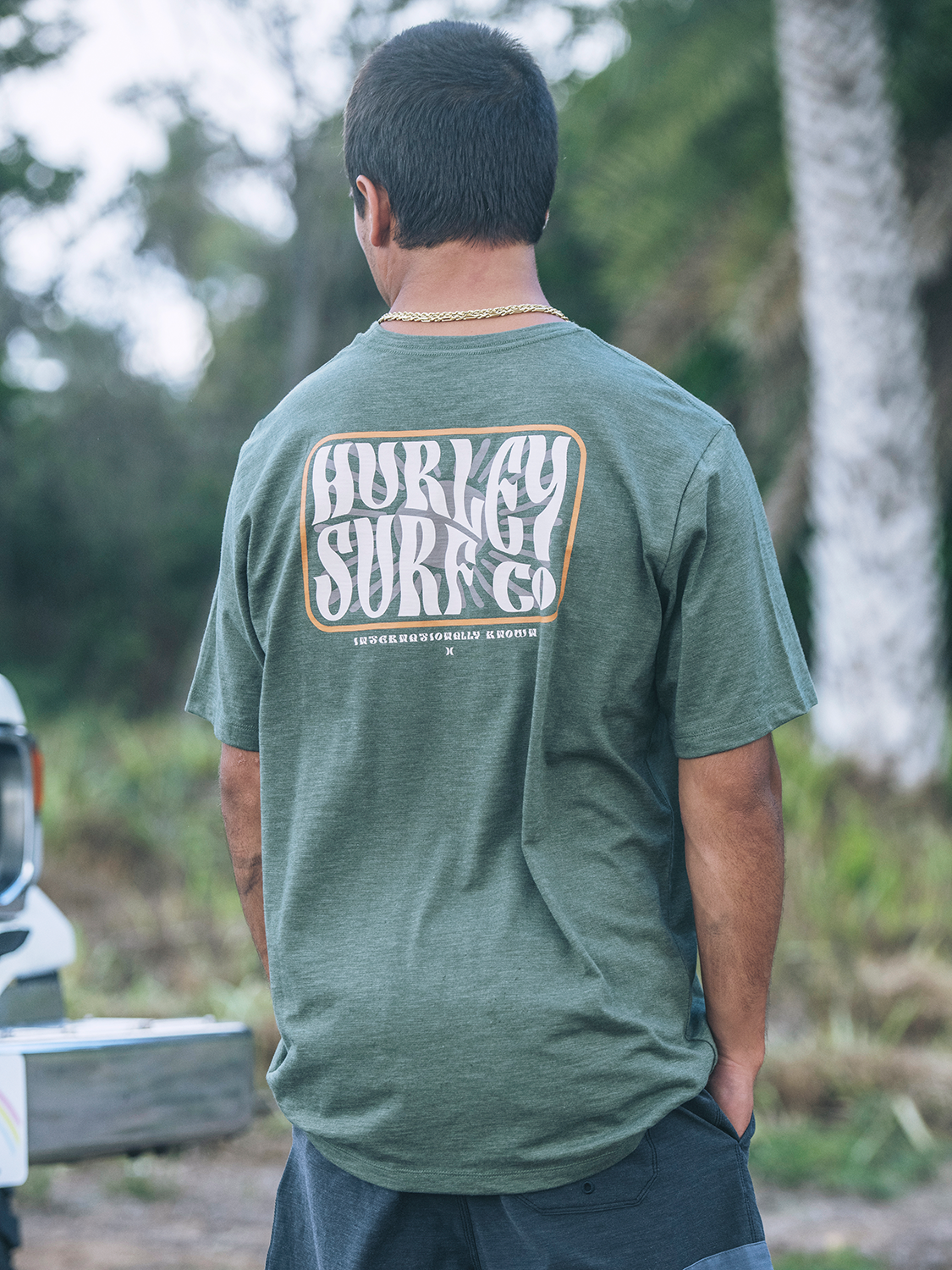Skyline Slub Short Sleeve in Charcoal Fern