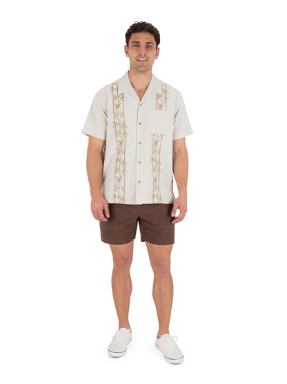 Sano Camp Embroidered Short Sleeve in Bone