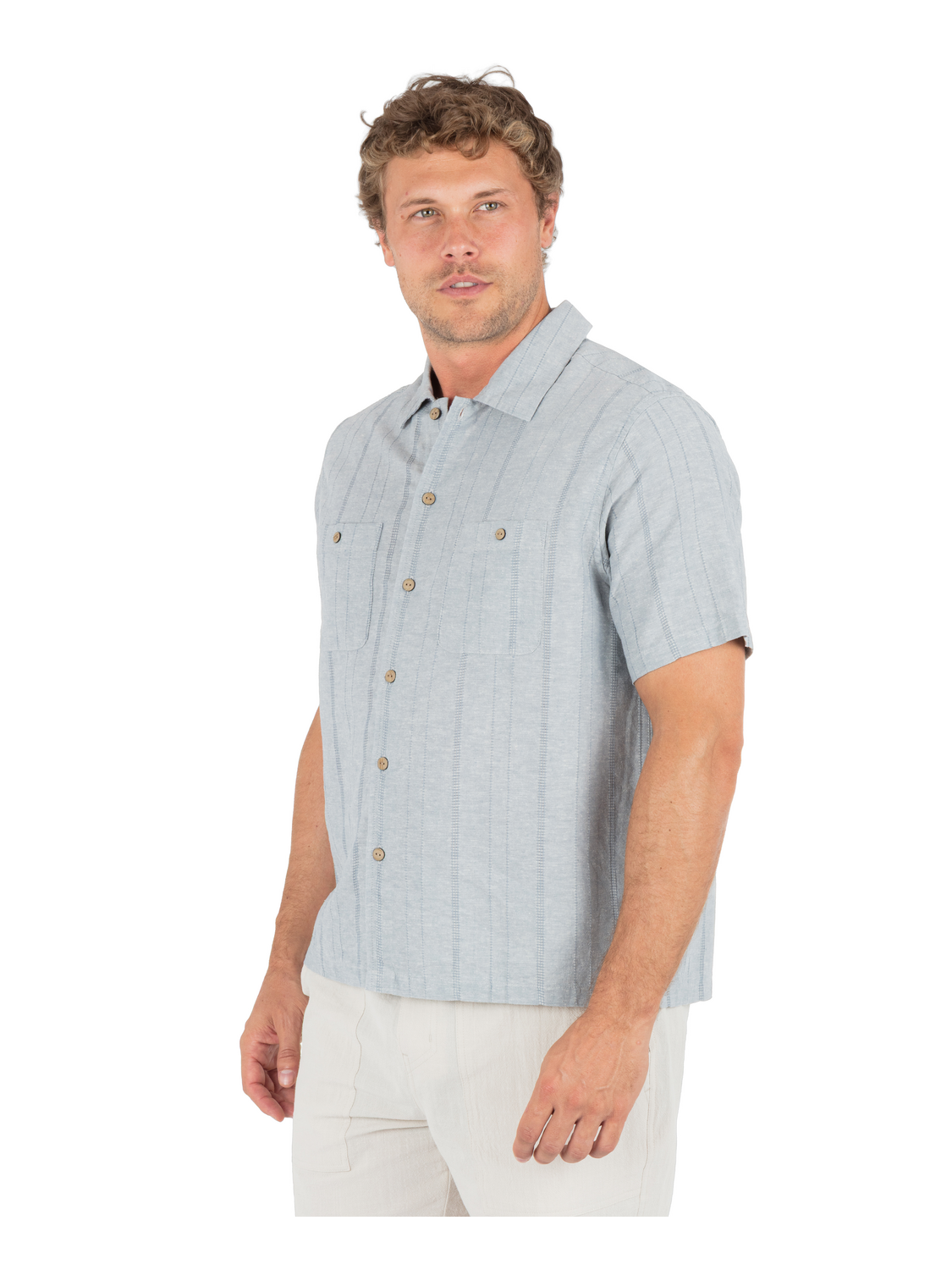 Hemp Malibu Short Sleeve in Worker Blue
