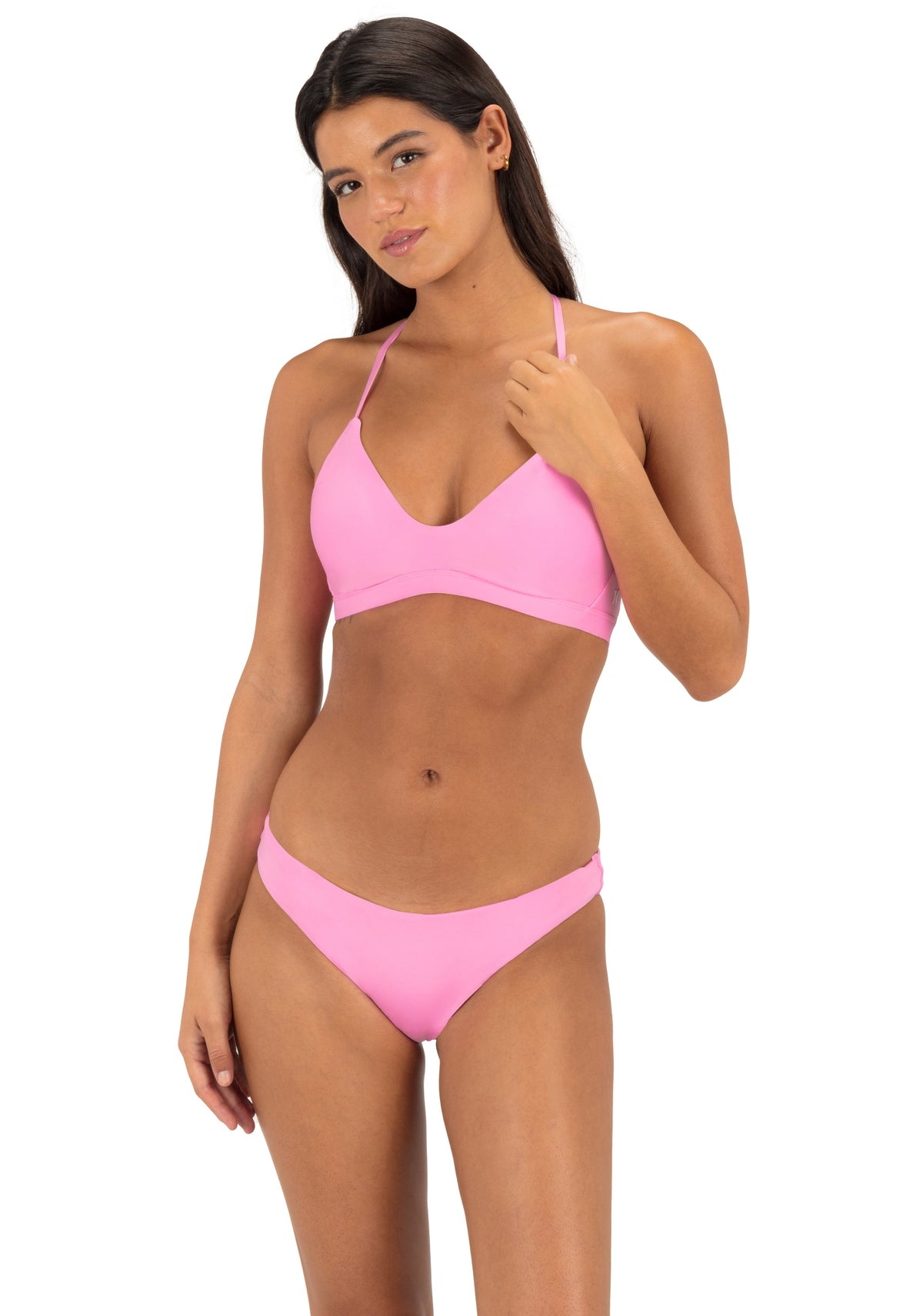 Solid Adjustable Bikini Top in Pink Chamomile