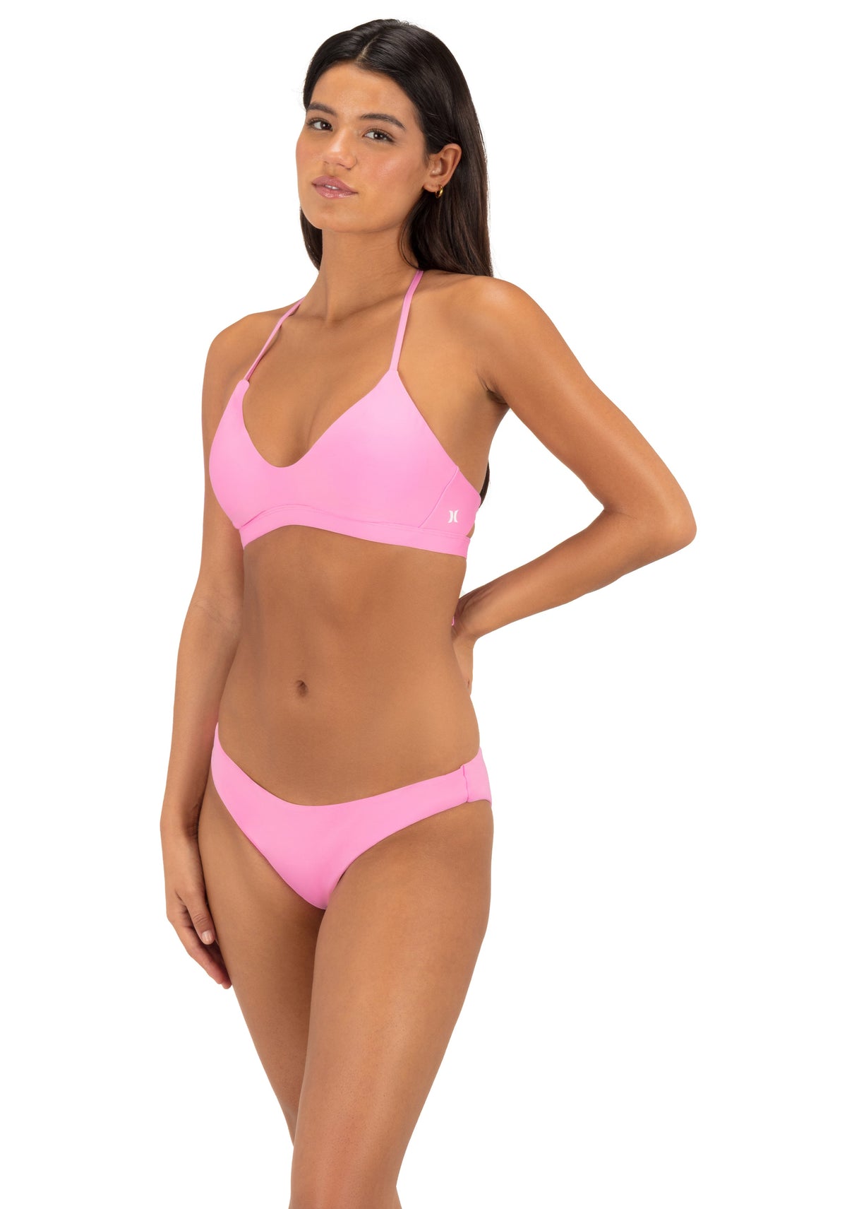 Solid Adjustable Bikini Top in Pink Chamomile