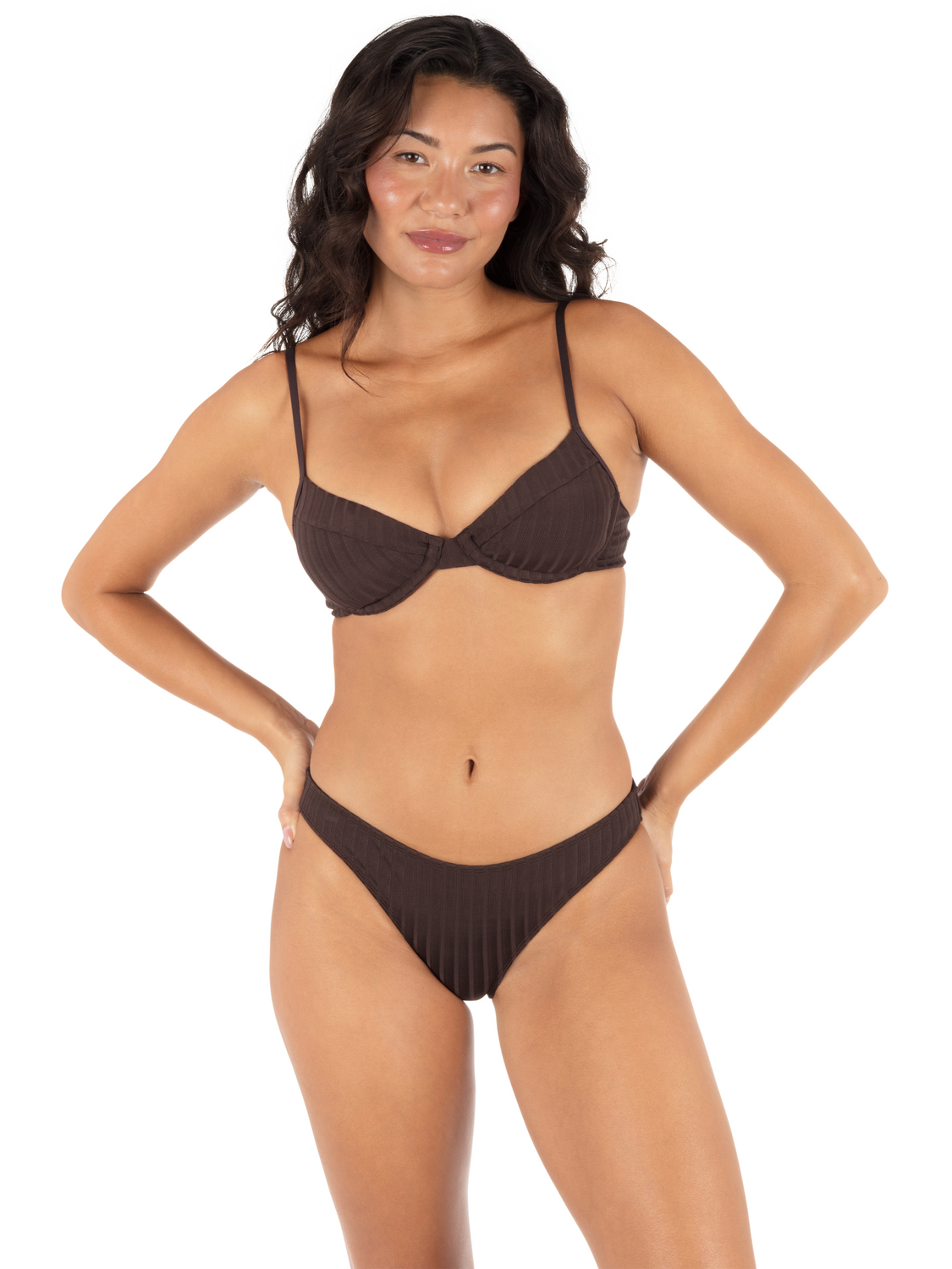 Wide Rib Solid Underwire Top in Mole