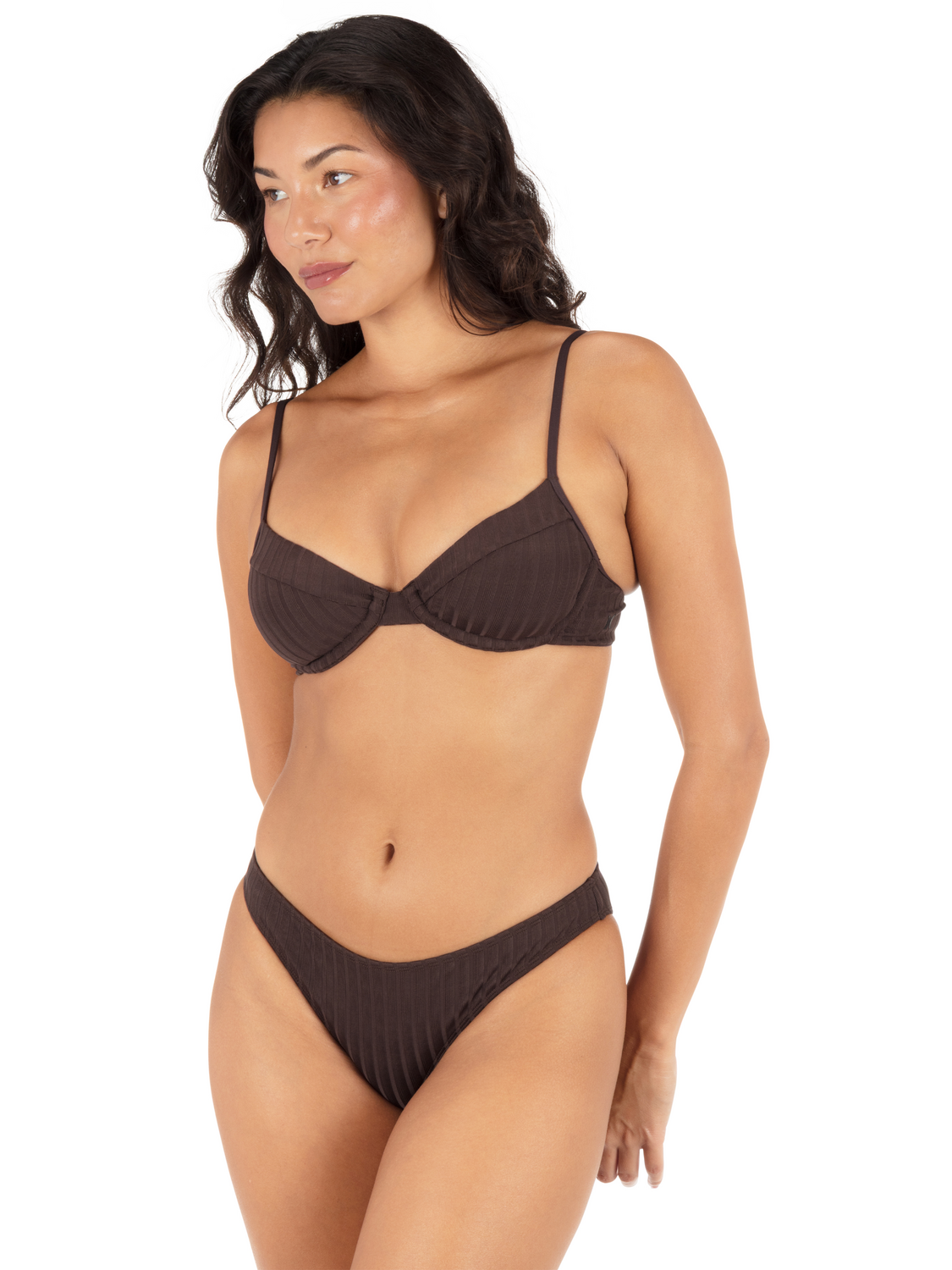 Wide Rib Solid Underwire Top in Mole