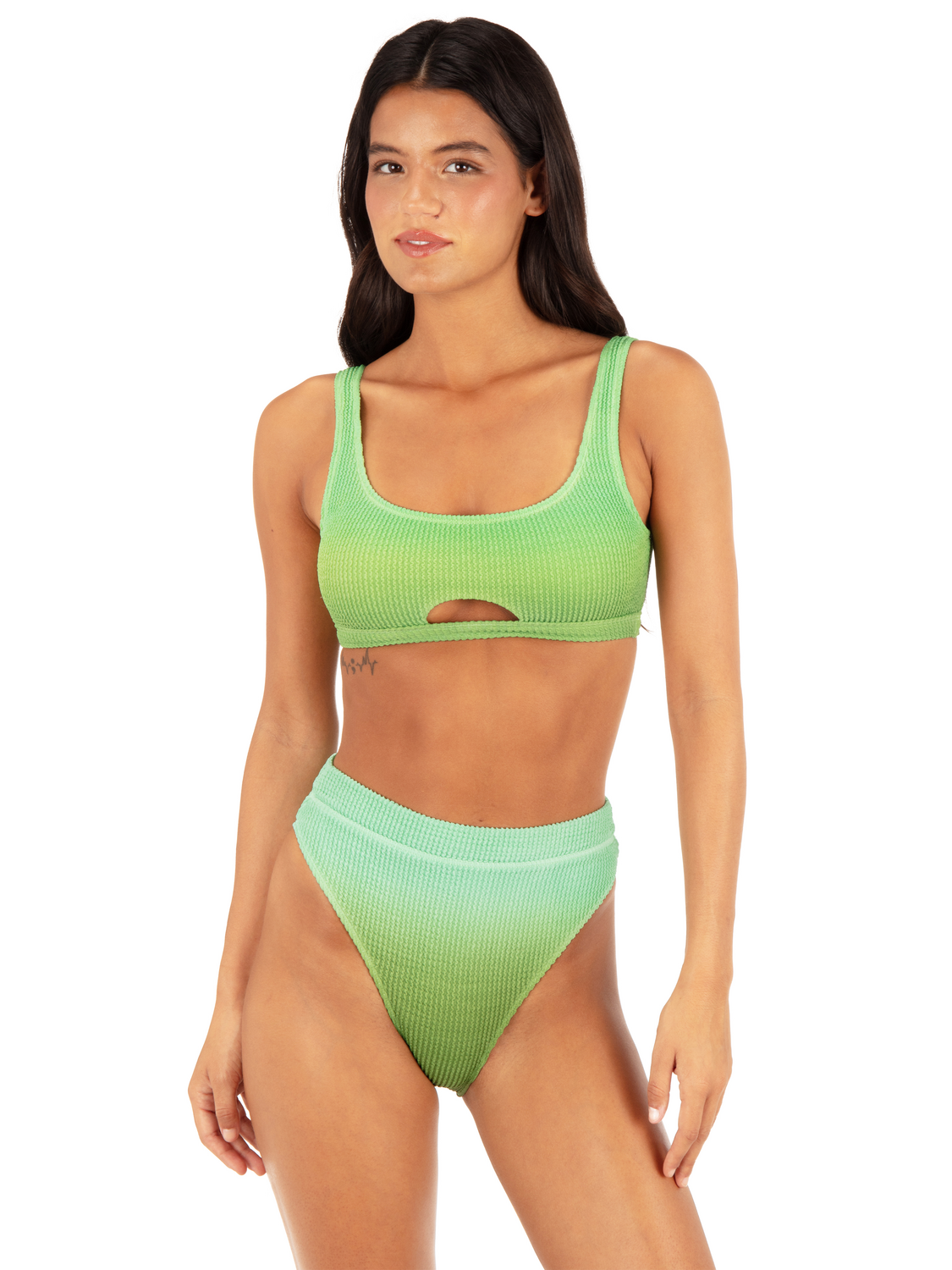 Ombre Scrunch Scoop Neck Top in Kelp Ombre