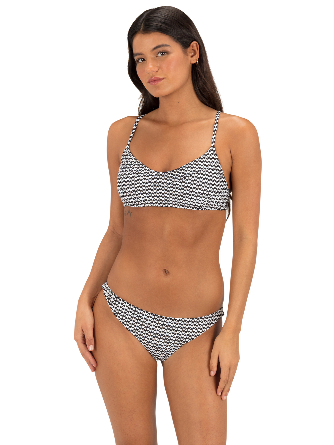 Max Poptic Stripe Bralette in Black Wave