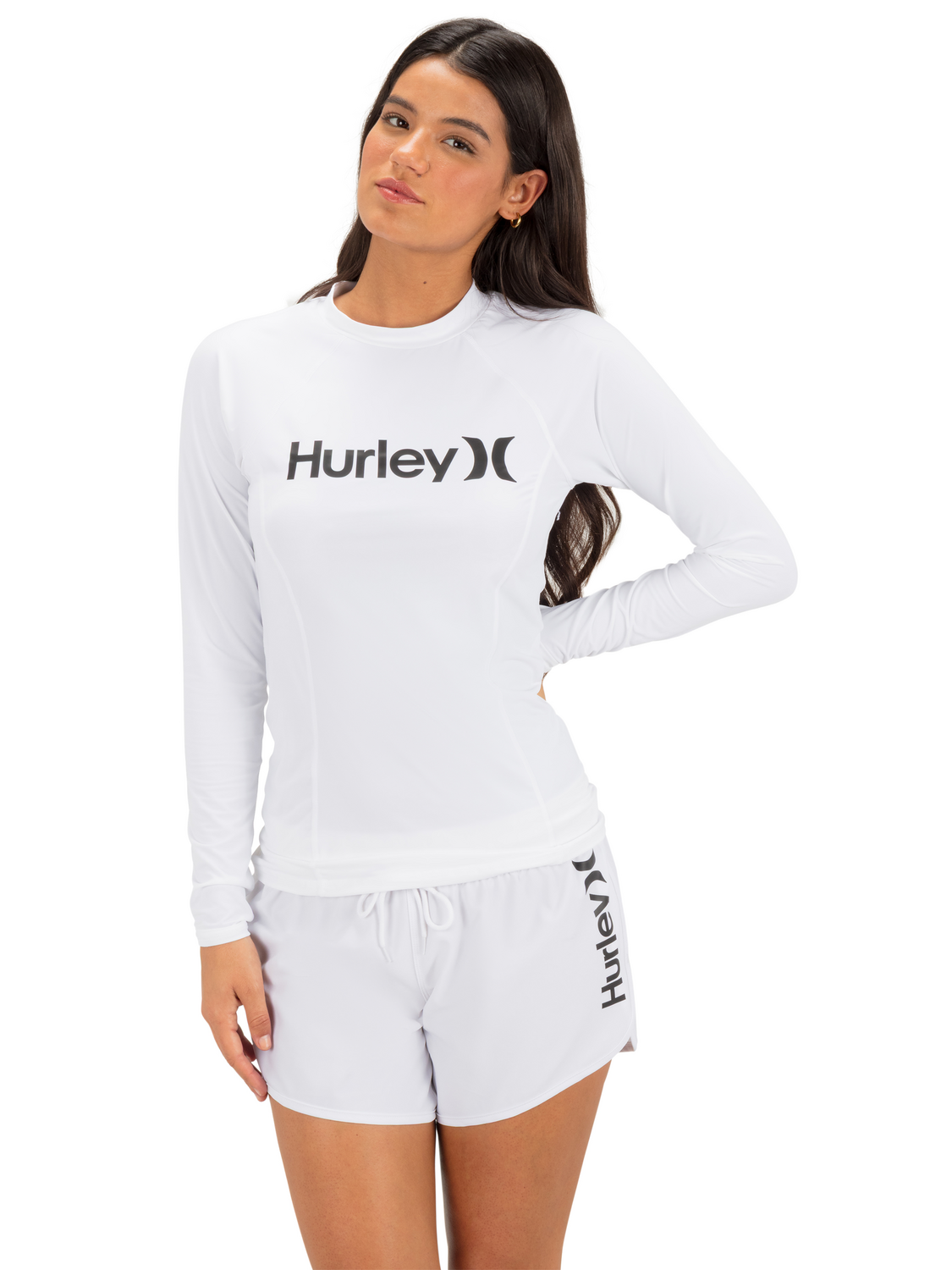 One & Only Solid Mock Neck Long Sleeve Rashguard in White