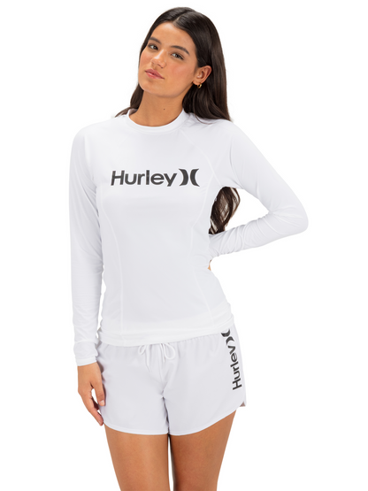 One & Only Solid Mock Neck Long Sleeve Rashguard in White