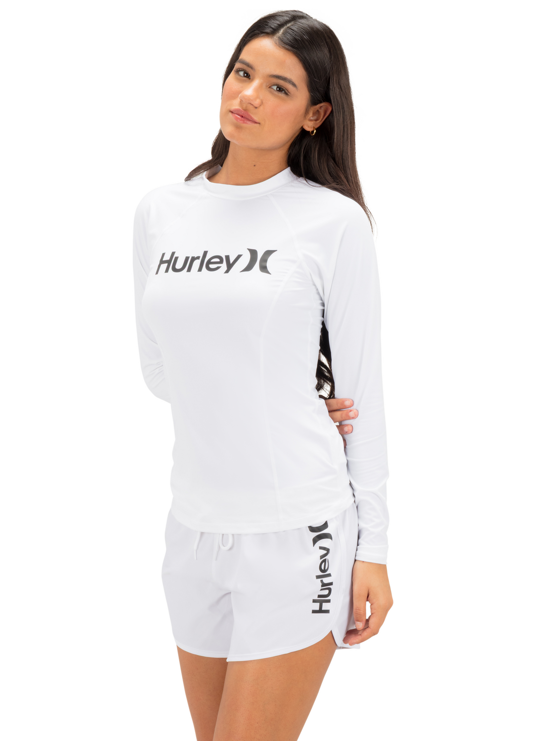 One & Only Solid Mock Neck Long Sleeve Rashguard in White