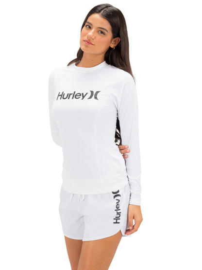One & Only Solid Mock Neck Long Sleeve Rashguard in White