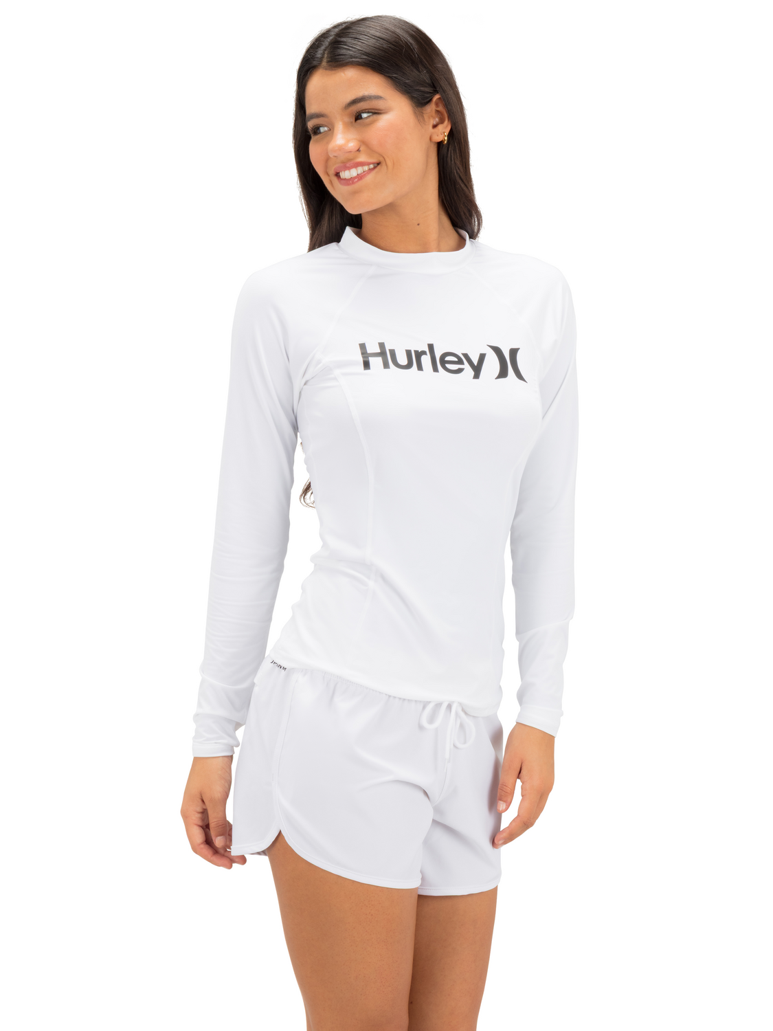 One & Only Solid Mock Neck Long Sleeve Rashguard in White