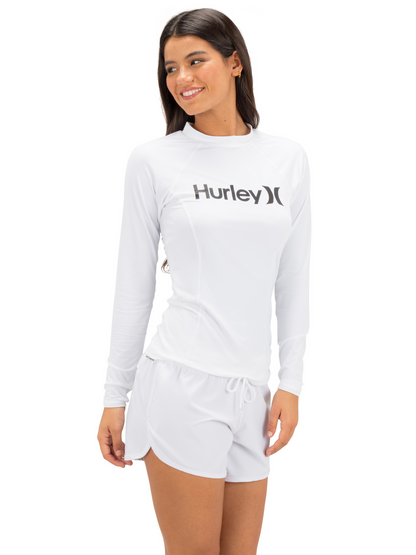 One & Only Solid Mock Neck Long Sleeve Rashguard in White
