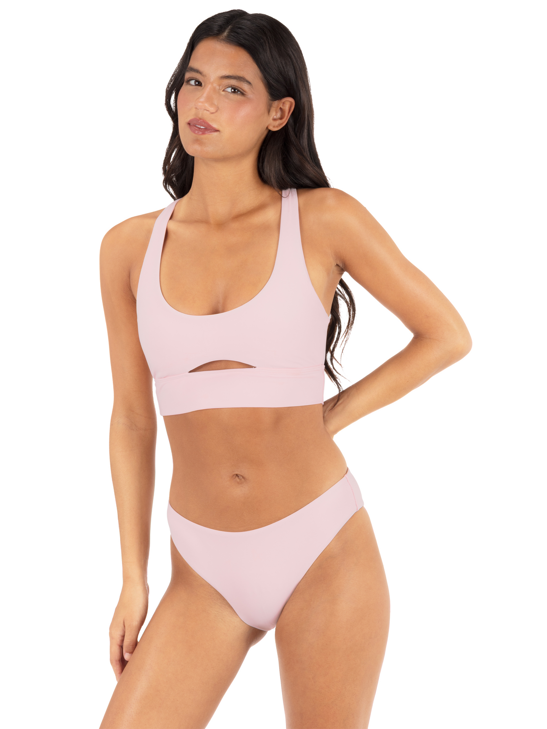 Max Solid Mid Rise Cheeky Bottom in Shell Pink