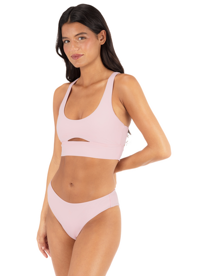 Max Solid Mid Rise Cheeky Bottom in Shell Pink