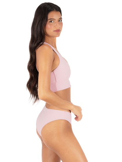 Max Solid Mid Rise Cheeky Bottom in Shell Pink