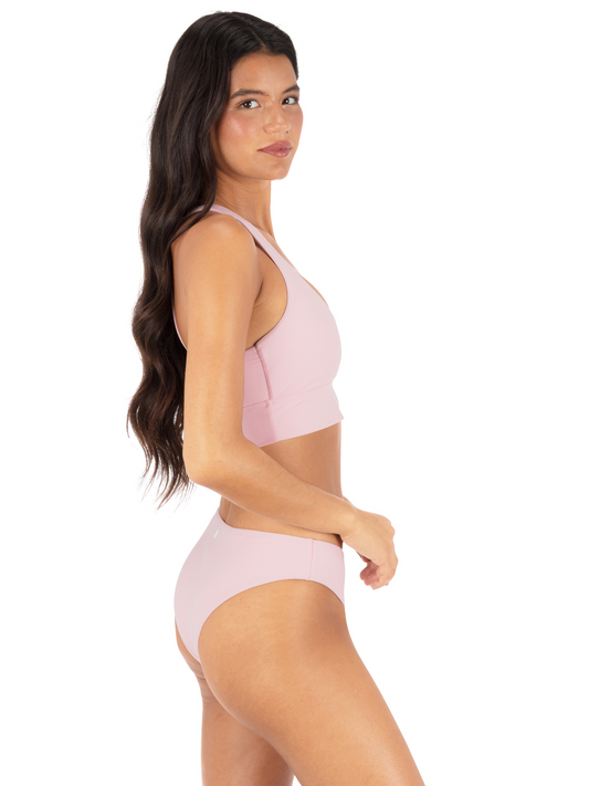 Max Solid Mid Rise Cheeky Bottom in Shell Pink