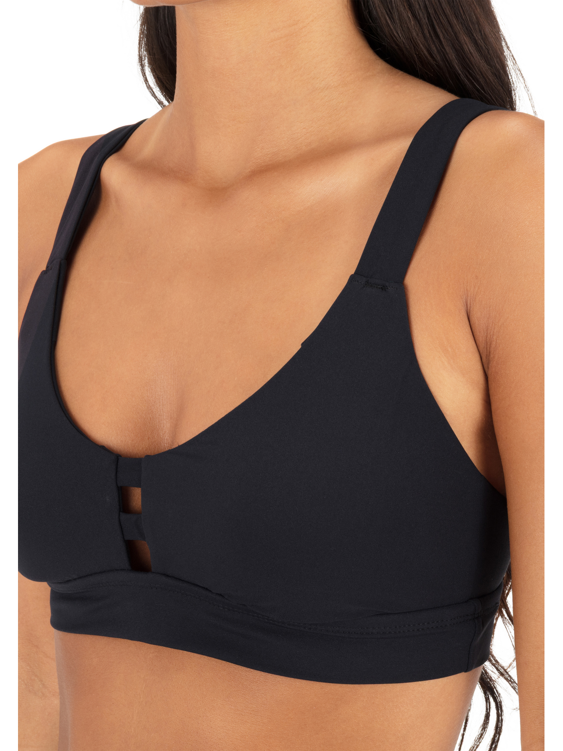 Max Solid Tab Scoop Top in Black