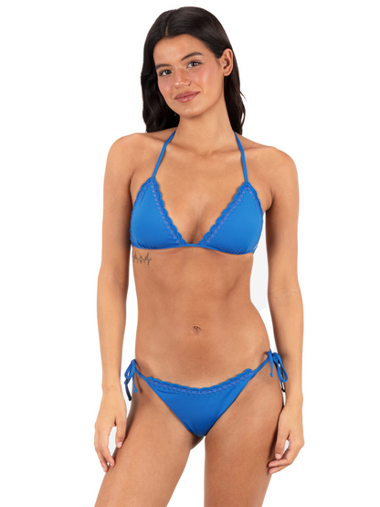 Macrame Triangle Tie Top in Riviera