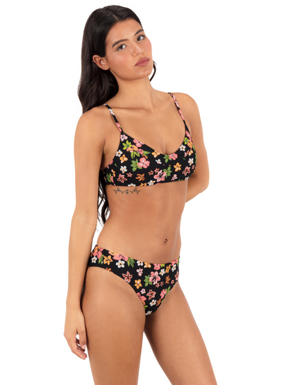 Max Hibiscus Dream Mid Rise Cheeky Bottom in Black Floral