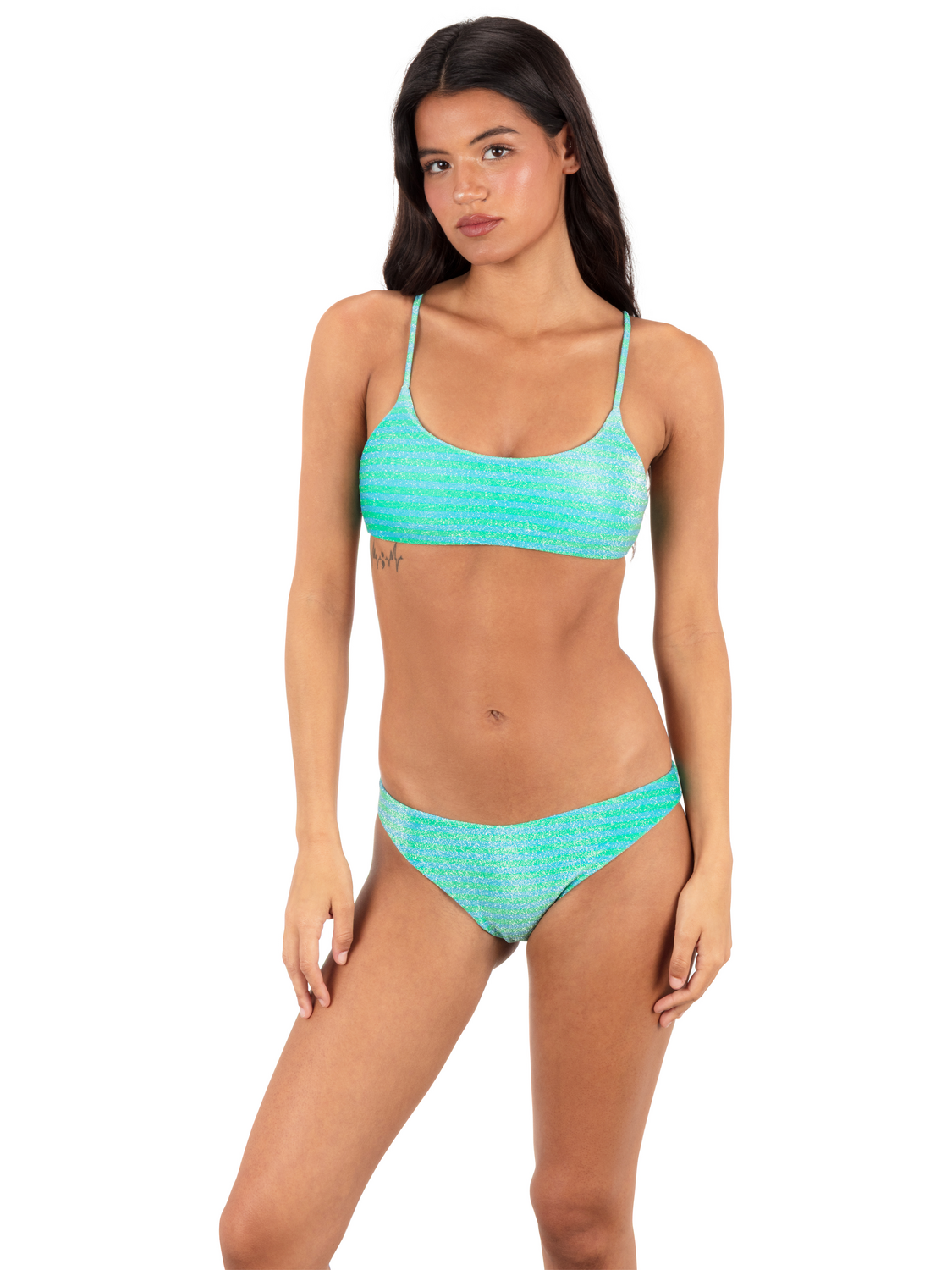 Shine Stripe Moderate Bottom in Surf Blue