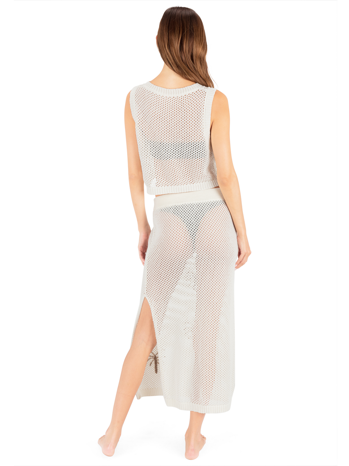 Embroidered Crochet Skirt in Egret