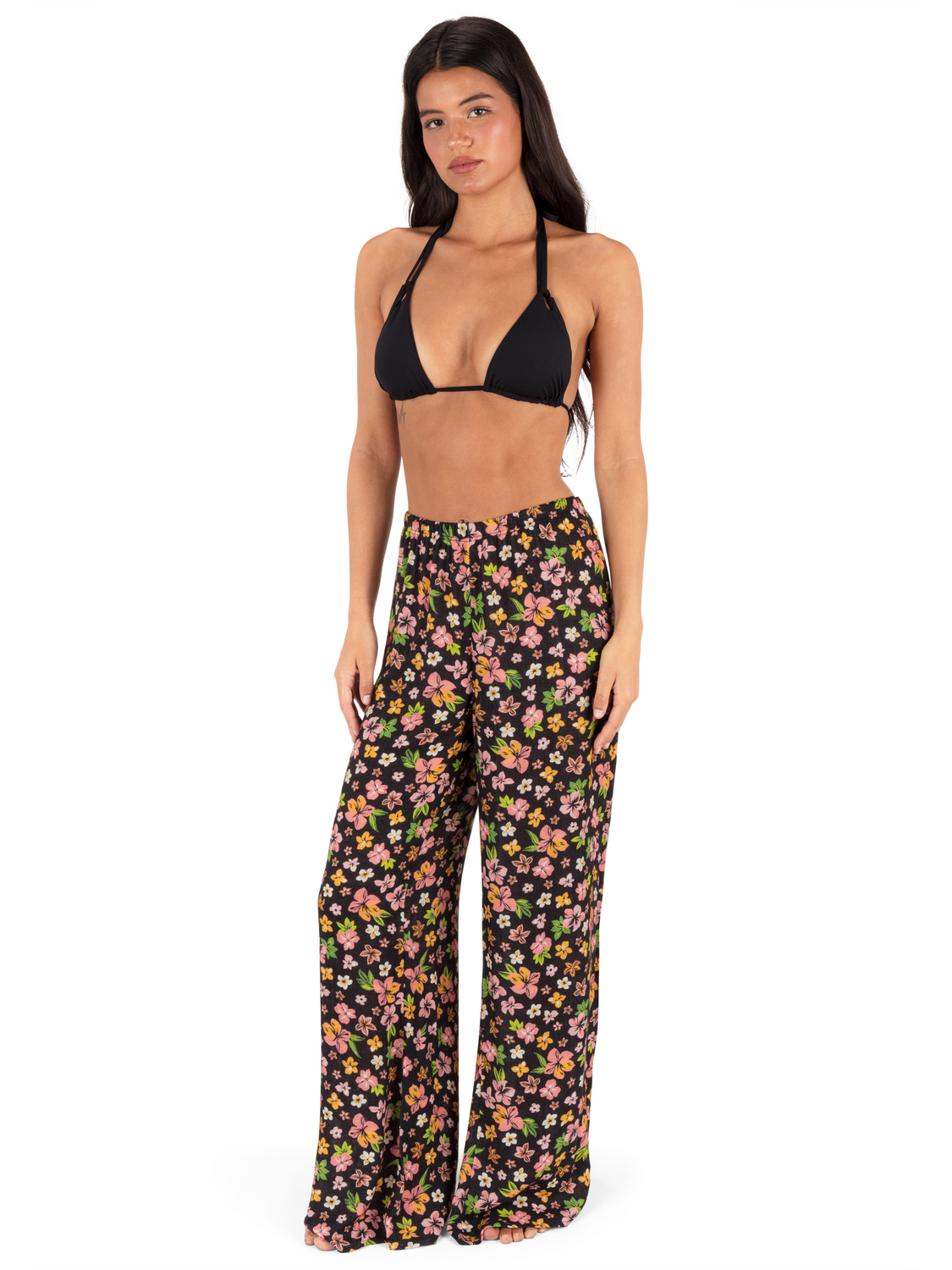 Hibiscus Dream Beach Pant in Black Floral
