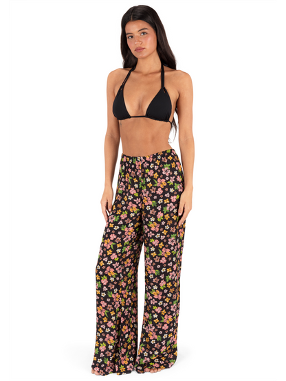 Hibiscus Dream Beach Pant in Black Floral