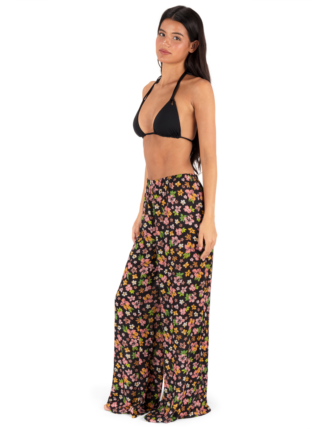 Hibiscus Dream Beach Pant in Black Floral