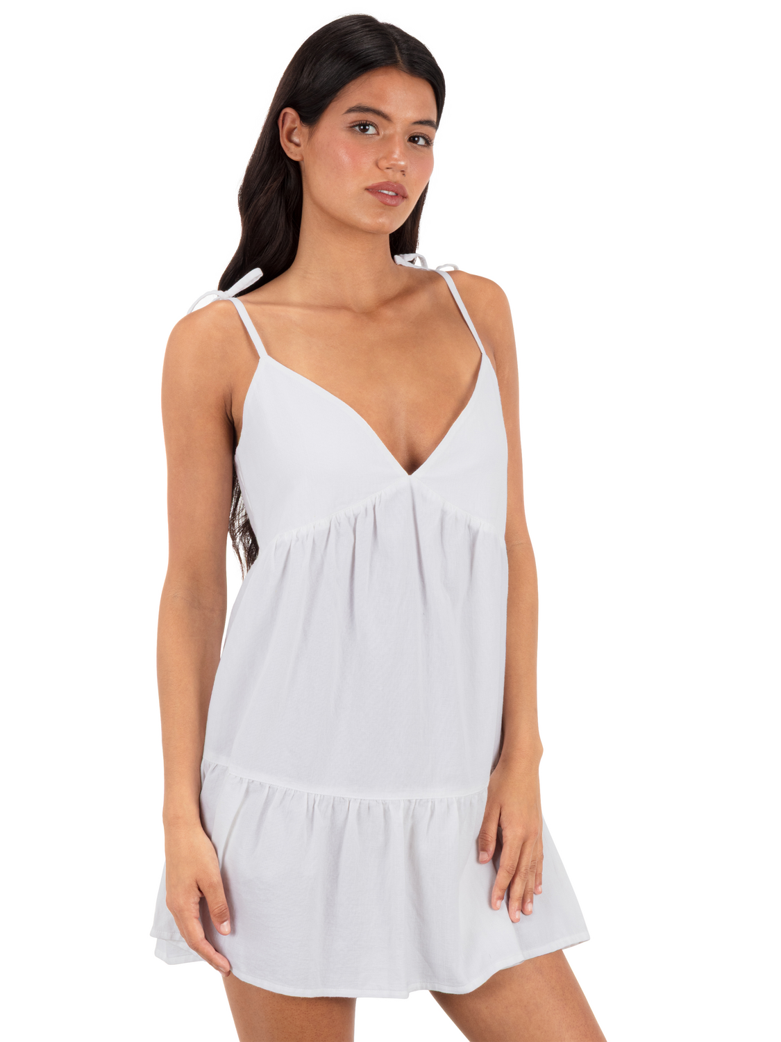 Solid Mini Dress in White