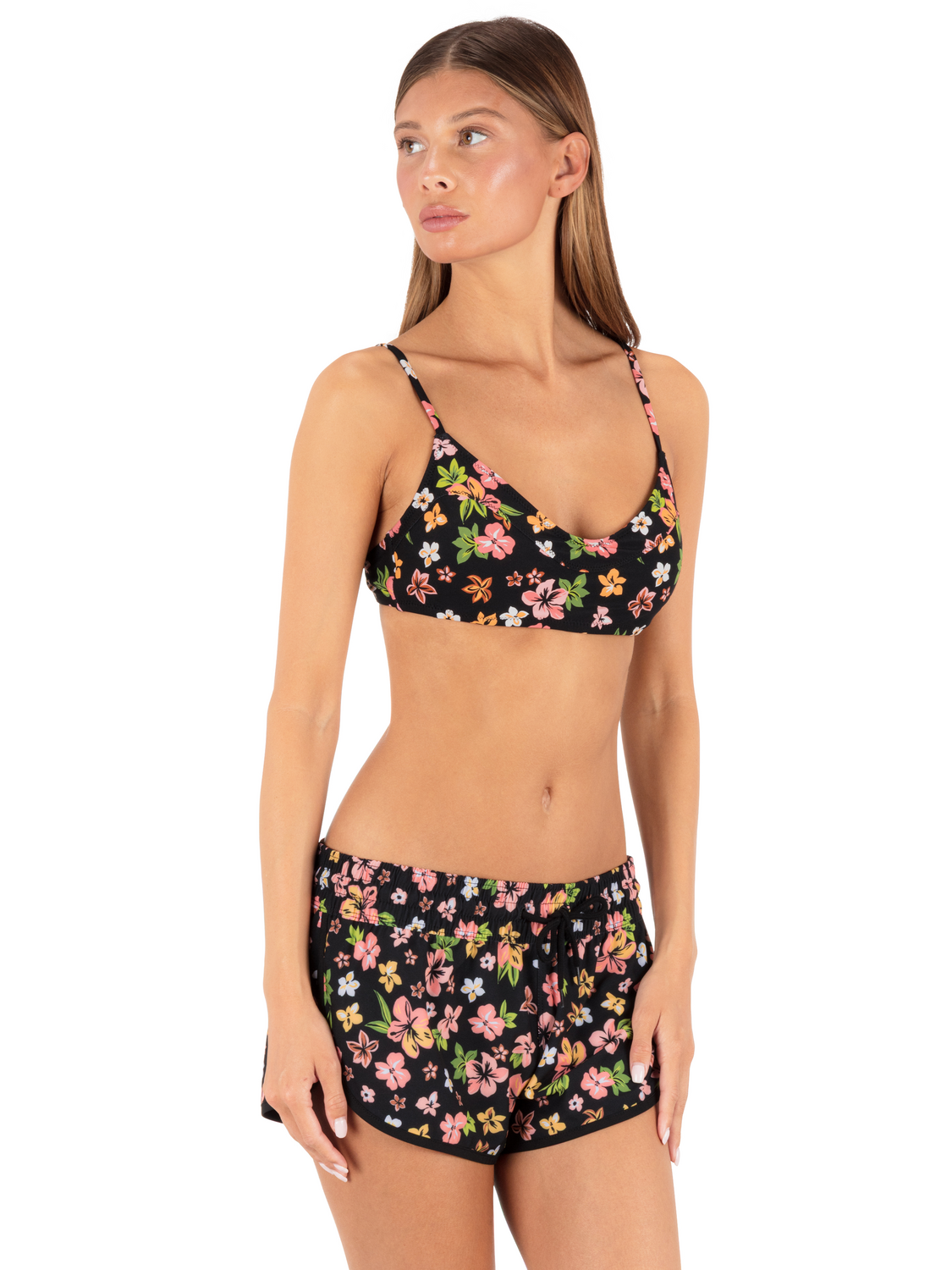 Hibiscus Dream Phantom 2.5" Boardshort in Black Floral