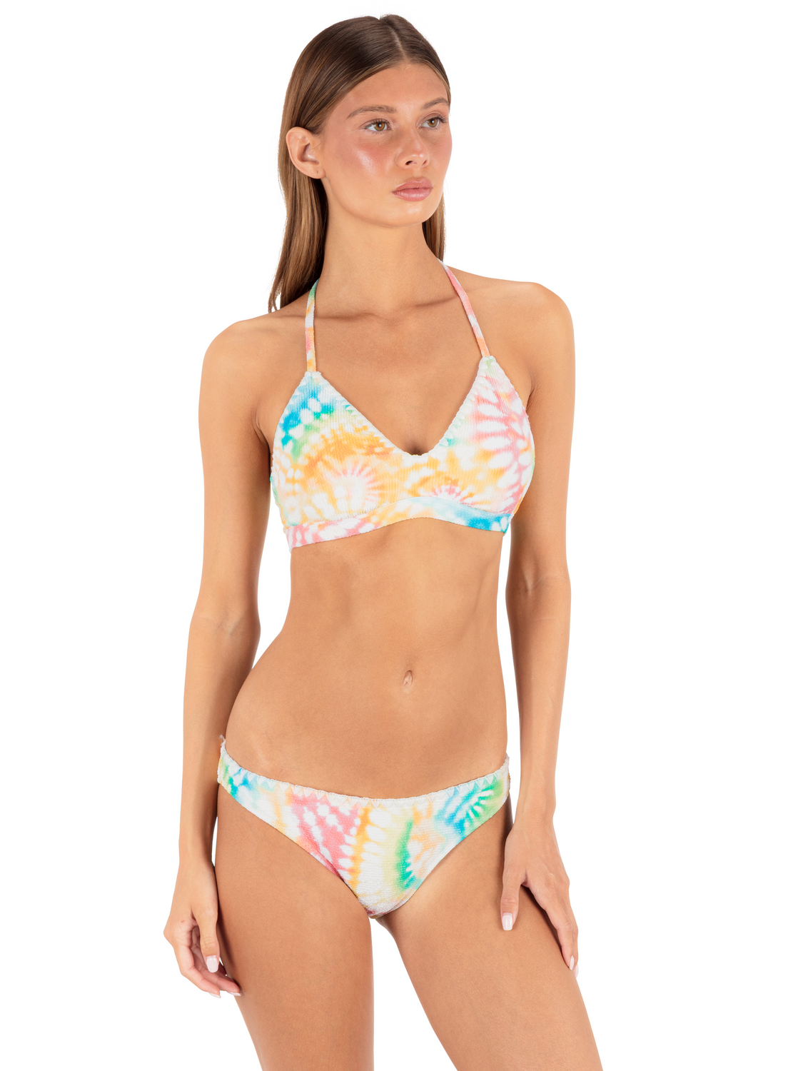 Tie Dye Scrunch Adjustable Bikini Top in Tie Dye