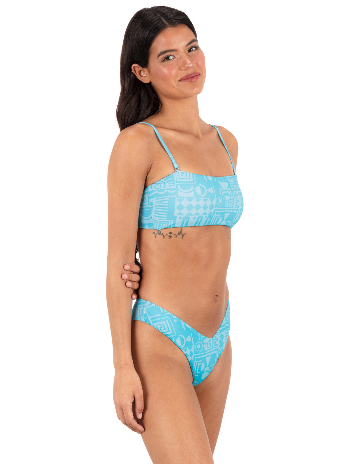 Hoku Mini Rib Bandeau Top in Surf Blue