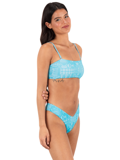 Hoku Mini Rib Bandeau Top in Surf Blue