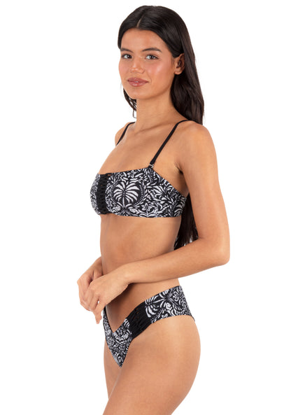 Ikat Palm Bandeau in Black / Coconut