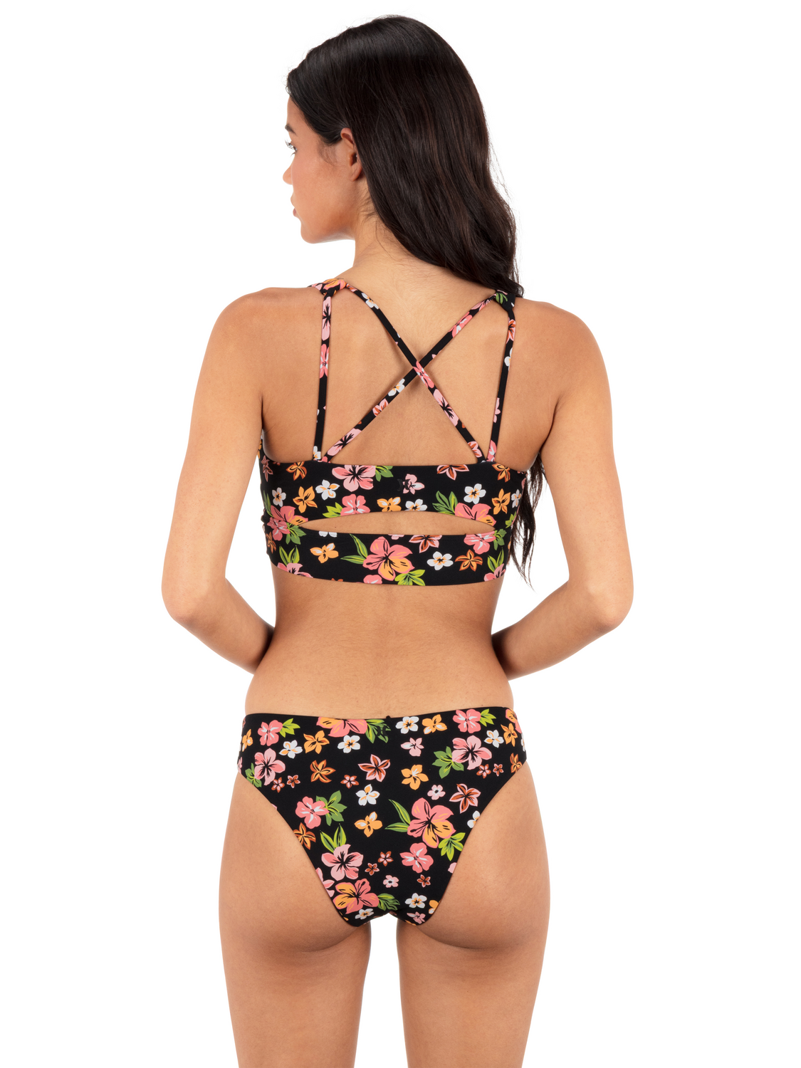 Max Hibiscus Dream Longline Bralette in Black Floral