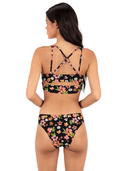 Max Hibiscus Dream Longline Bralette in Black Floral