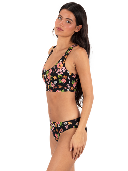 Max Hibiscus Dream Longline Bralette in Black Floral