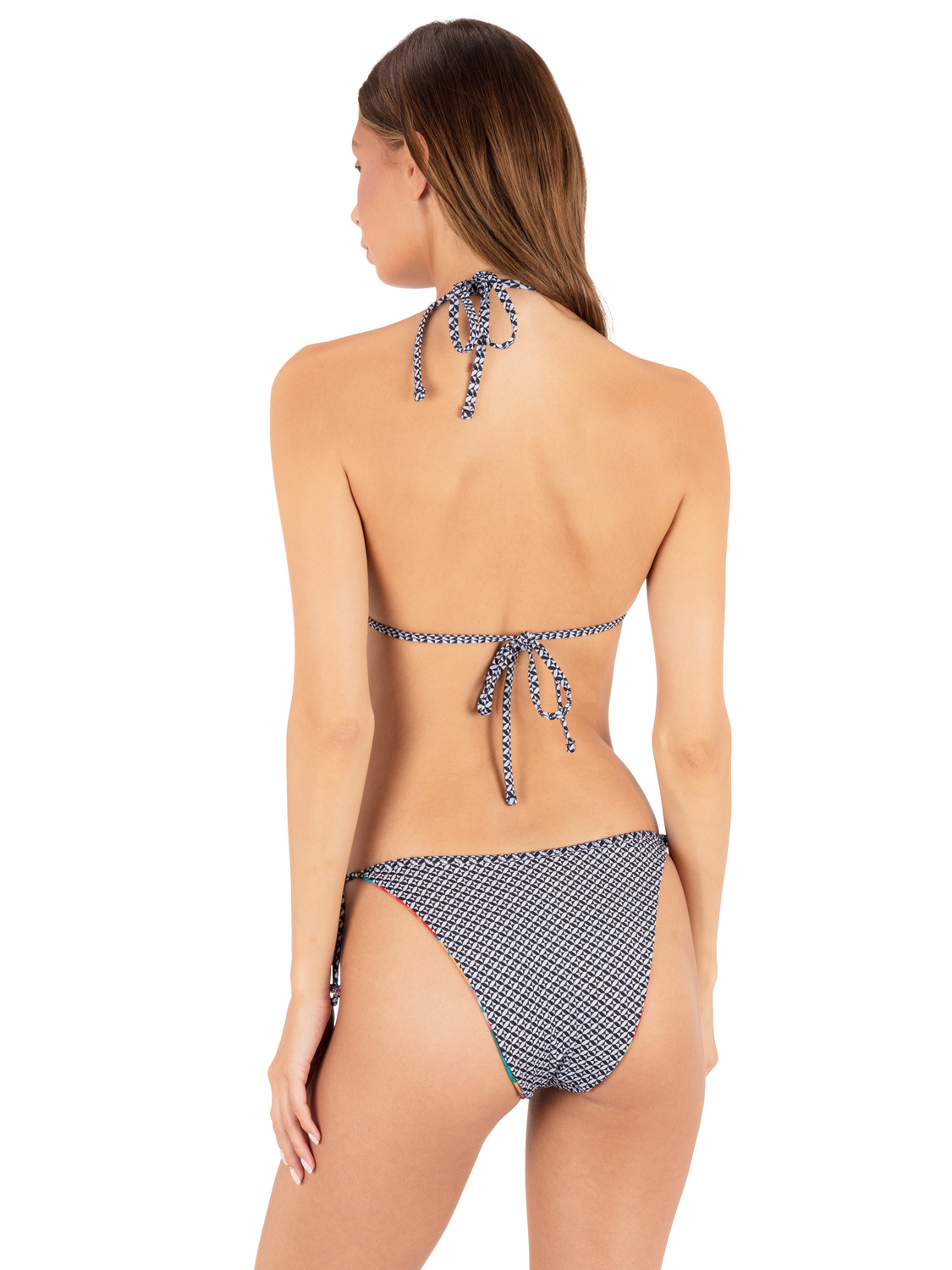 Reversible Pacific Night Triangle Tie Top in Tropical Geo
