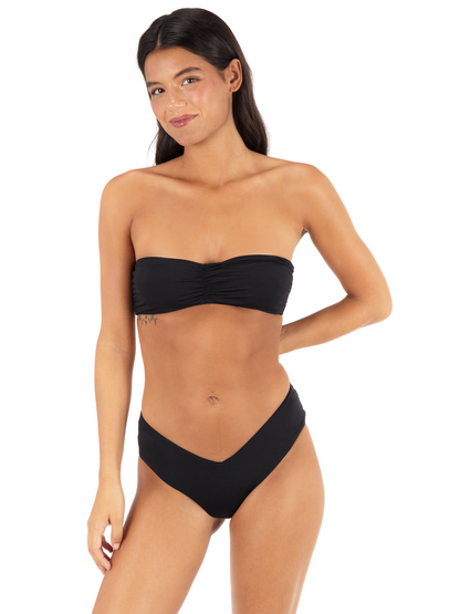 Solid Shirred Bandeau in Black