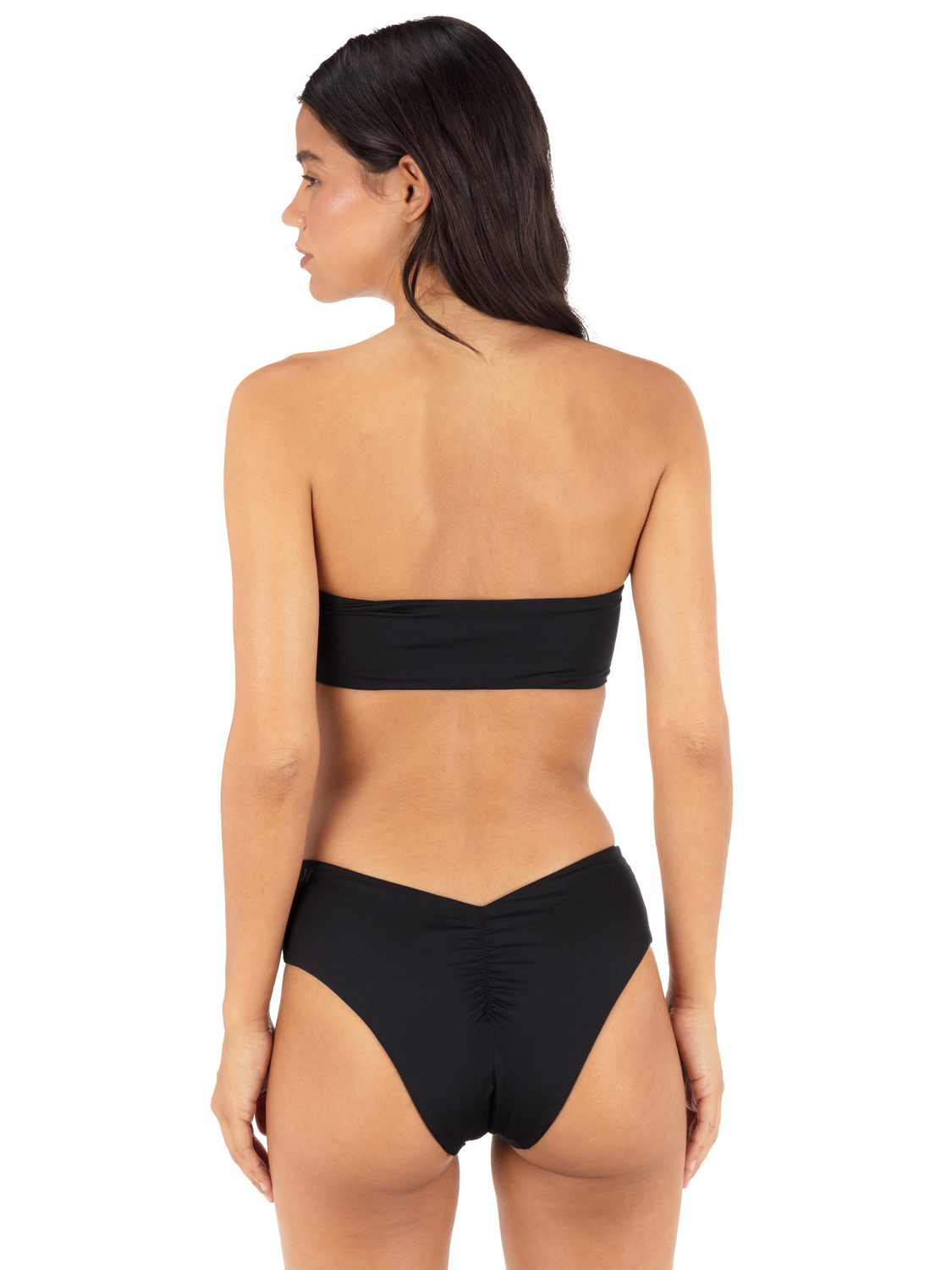 Solid Shirred Bandeau in Black