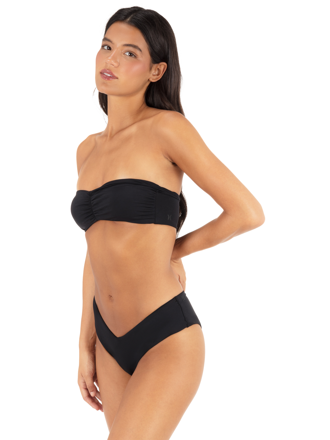 Solid Shirred Bandeau in Black