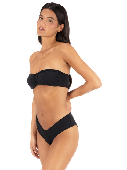 Solid Shirred Bandeau in Black
